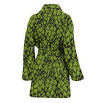 Green Hop Cone Pattern Print Women's Bathrobe