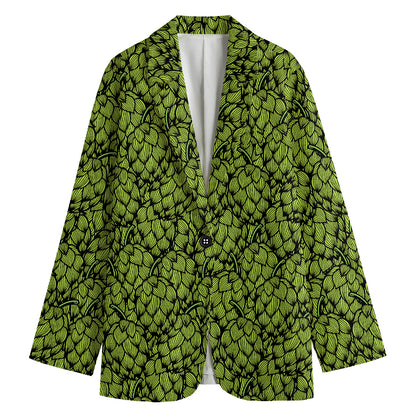 Green Hop Cone Pattern Print Women's Blazer