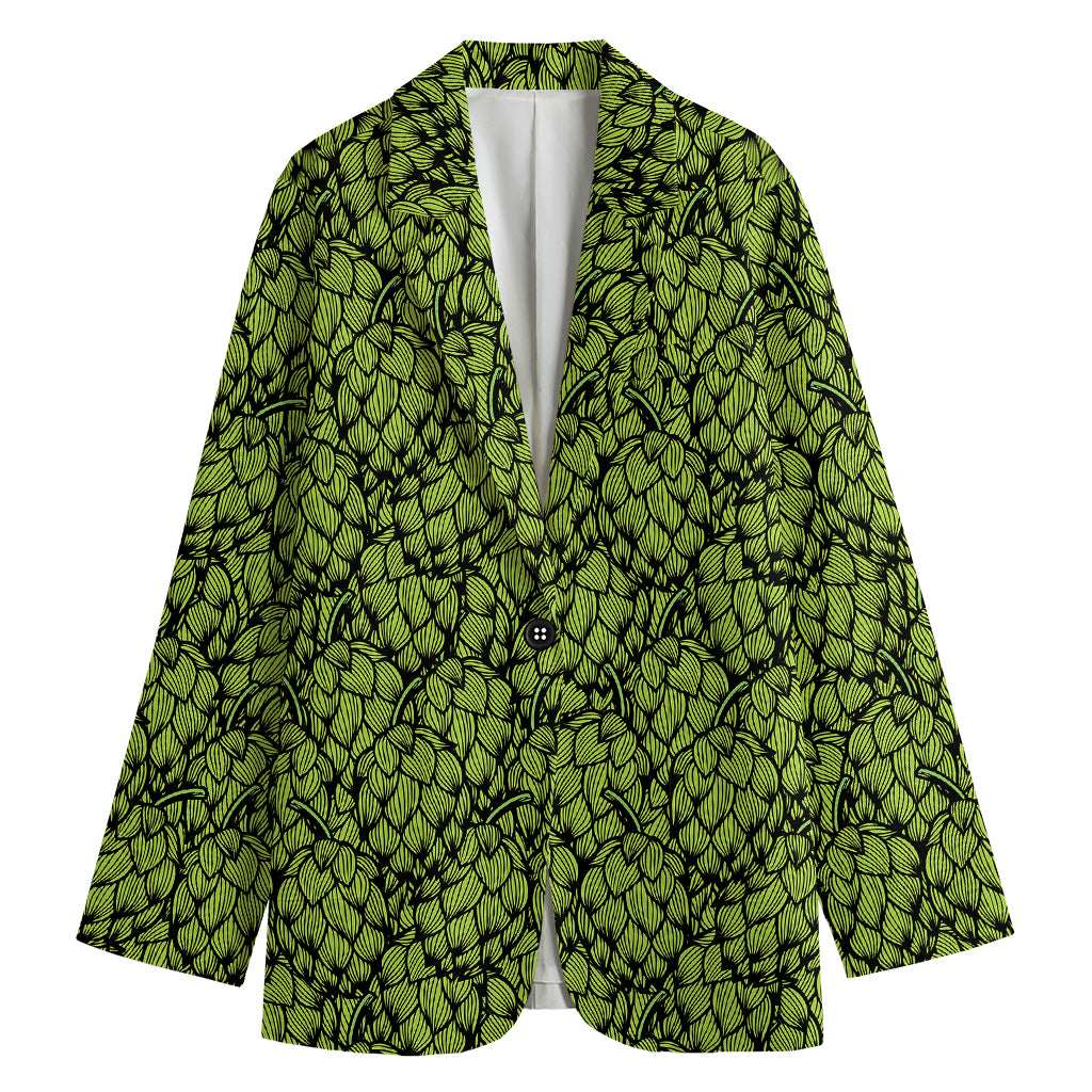 Green Hop Cone Pattern Print Women's Blazer