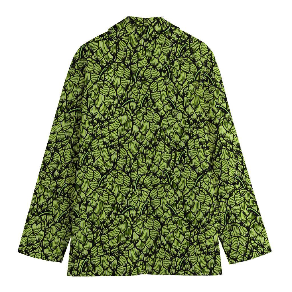 Green Hop Cone Pattern Print Women's Blazer