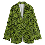 Green Hop Cone Pattern Print Women's Cotton Blazer