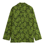 Green Hop Cone Pattern Print Women's Cotton Blazer