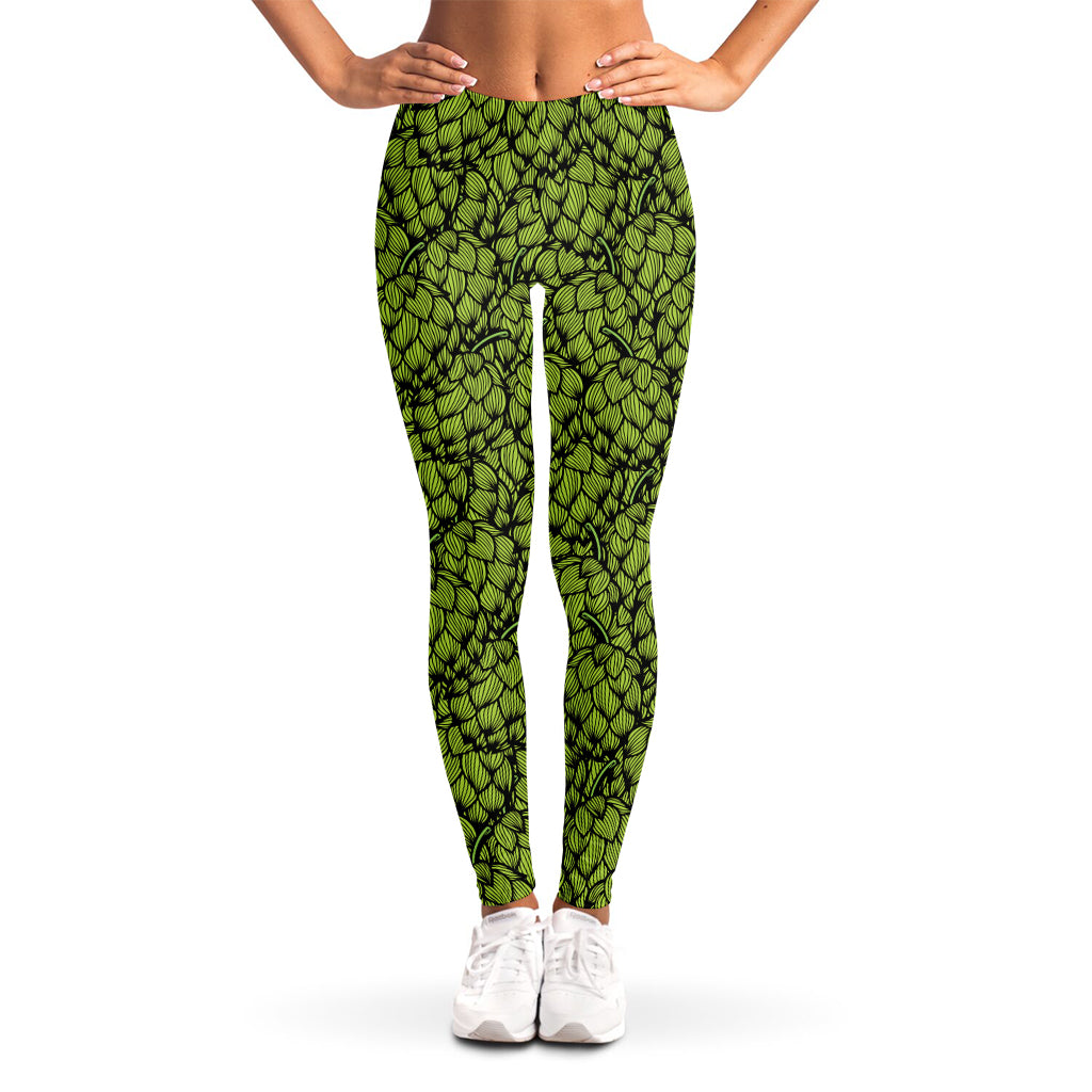 Green Hop Cone Pattern Print Women's Leggings