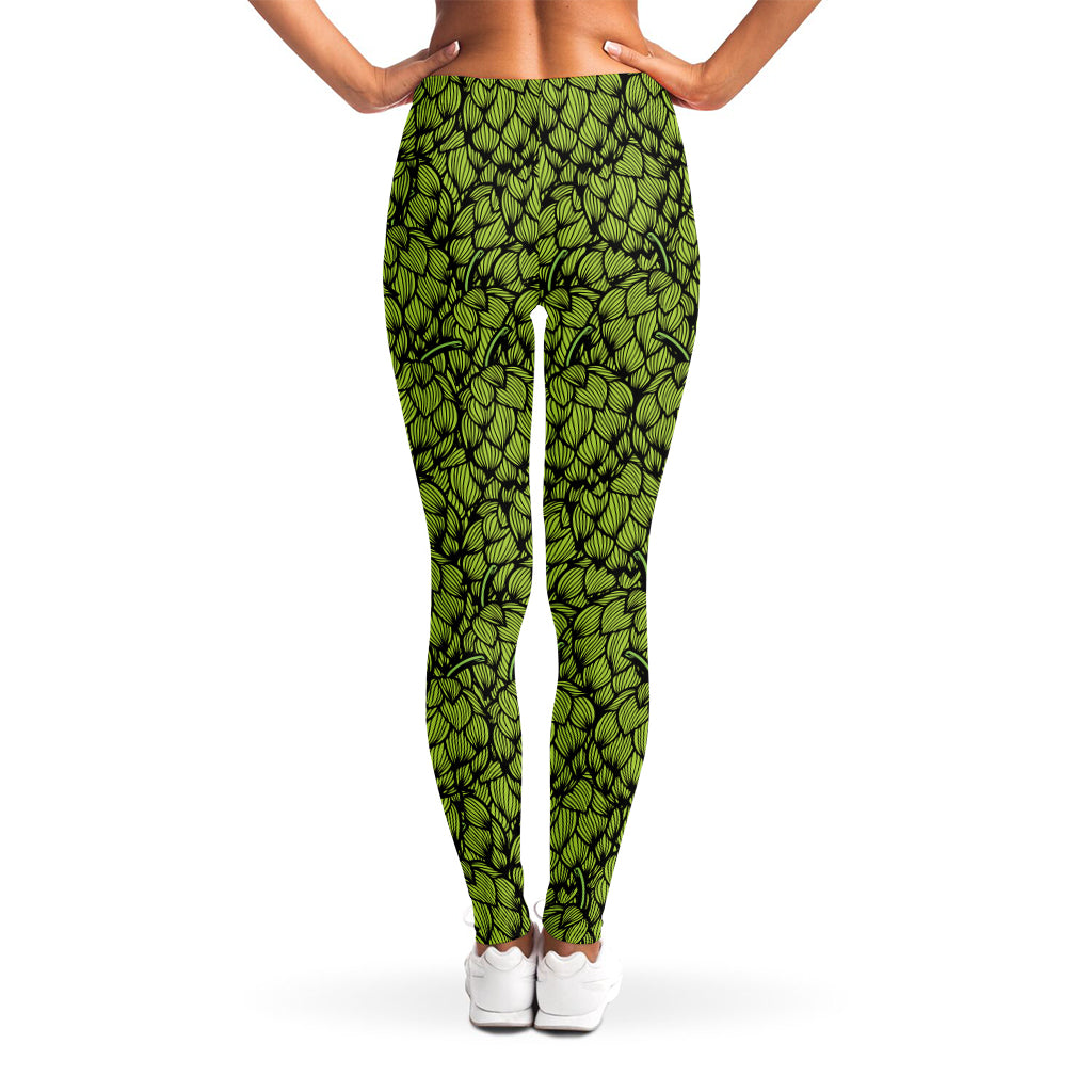 Green Hop Cone Pattern Print Women's Leggings