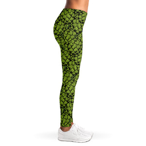 Green Hop Cone Pattern Print Women's Leggings