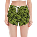 Green Hop Cone Pattern Print Women's Split Running Shorts