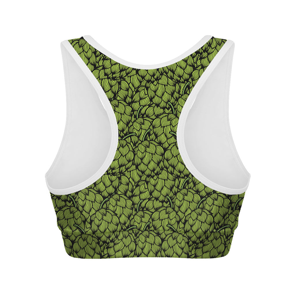 Green Hop Cone Pattern Print Women's Sports Bra