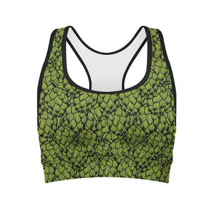 Green Hop Cone Pattern Print Women's Sports Bra