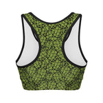 Green Hop Cone Pattern Print Women's Sports Bra