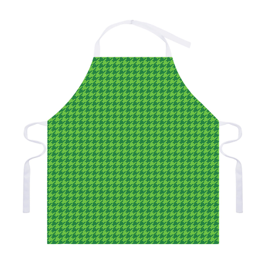 Green Houndstooth Pattern Print Adjustable Apron