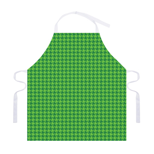 Green Houndstooth Pattern Print Adjustable Apron
