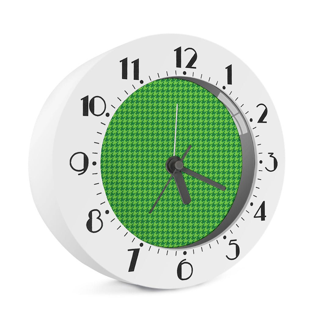 Green Houndstooth Pattern Print Alarm Clock