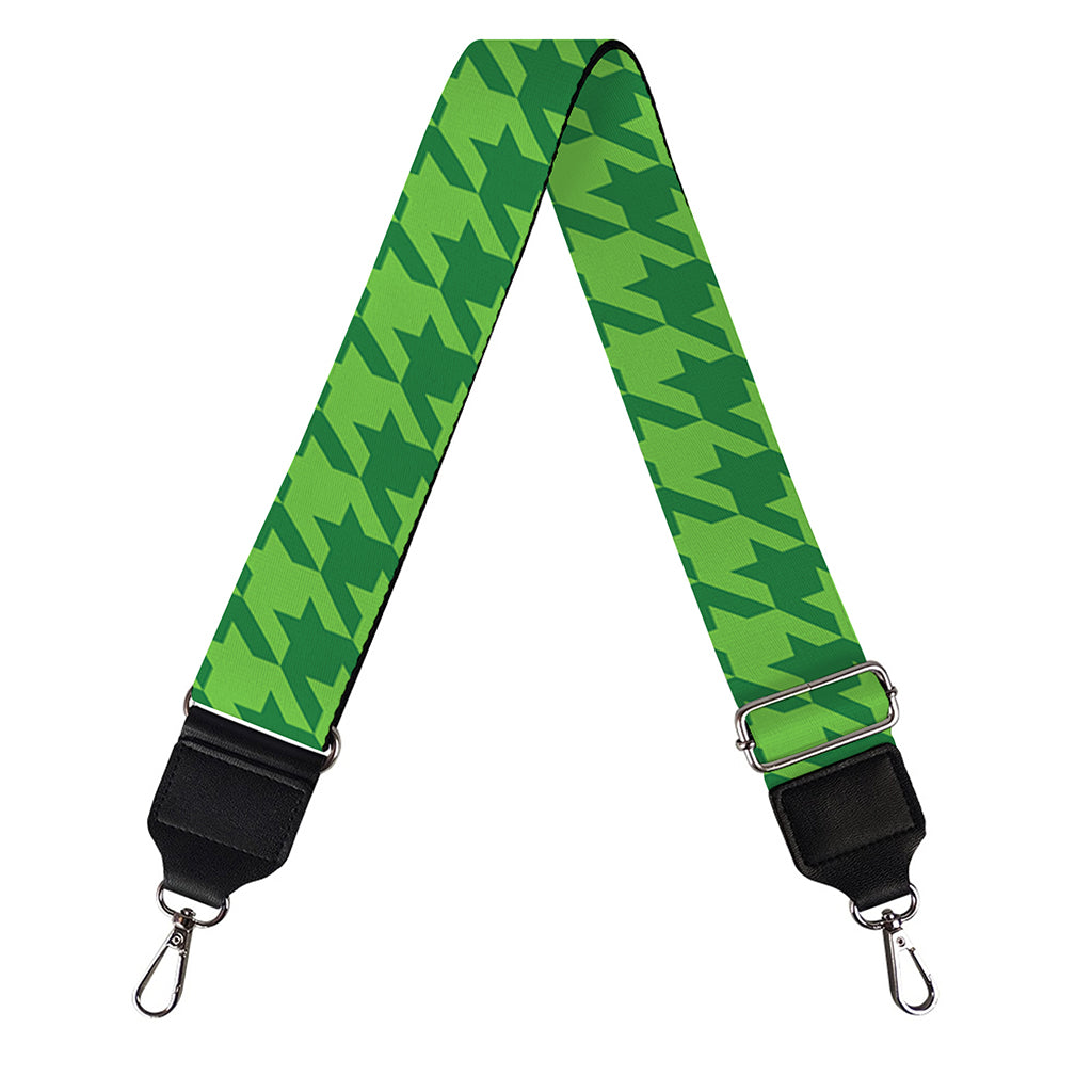 Green Houndstooth Pattern Print Bag Strap