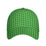 Green Houndstooth Pattern Print Baseball Cap