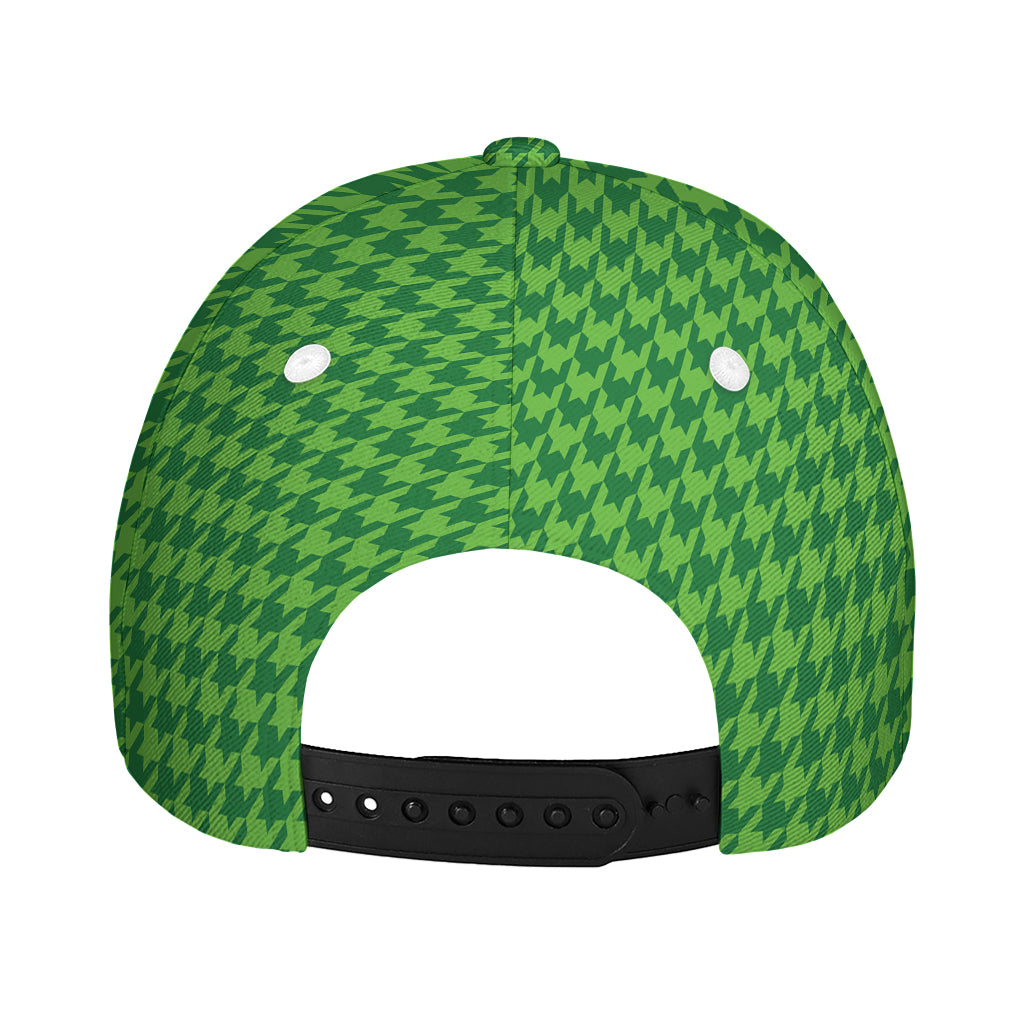 Green Houndstooth Pattern Print Baseball Cap