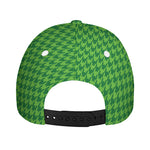 Green Houndstooth Pattern Print Baseball Cap