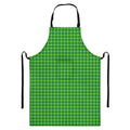 Green Houndstooth Pattern Print Bib Apron With Pocket