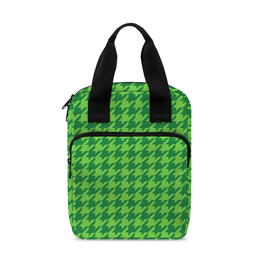 Green Houndstooth Pattern Print Bible Tote Bag