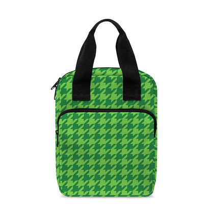 Green Houndstooth Pattern Print Bible Tote Bag