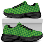 Green Houndstooth Pattern Print Black Chunky Shoes