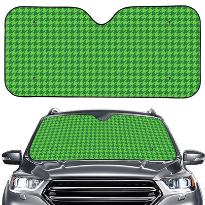 Green Houndstooth Pattern Print Car Windshield Sun Shade