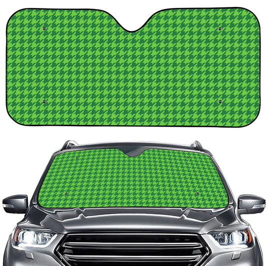 Green Houndstooth Pattern Print Car Windshield Sun Shade