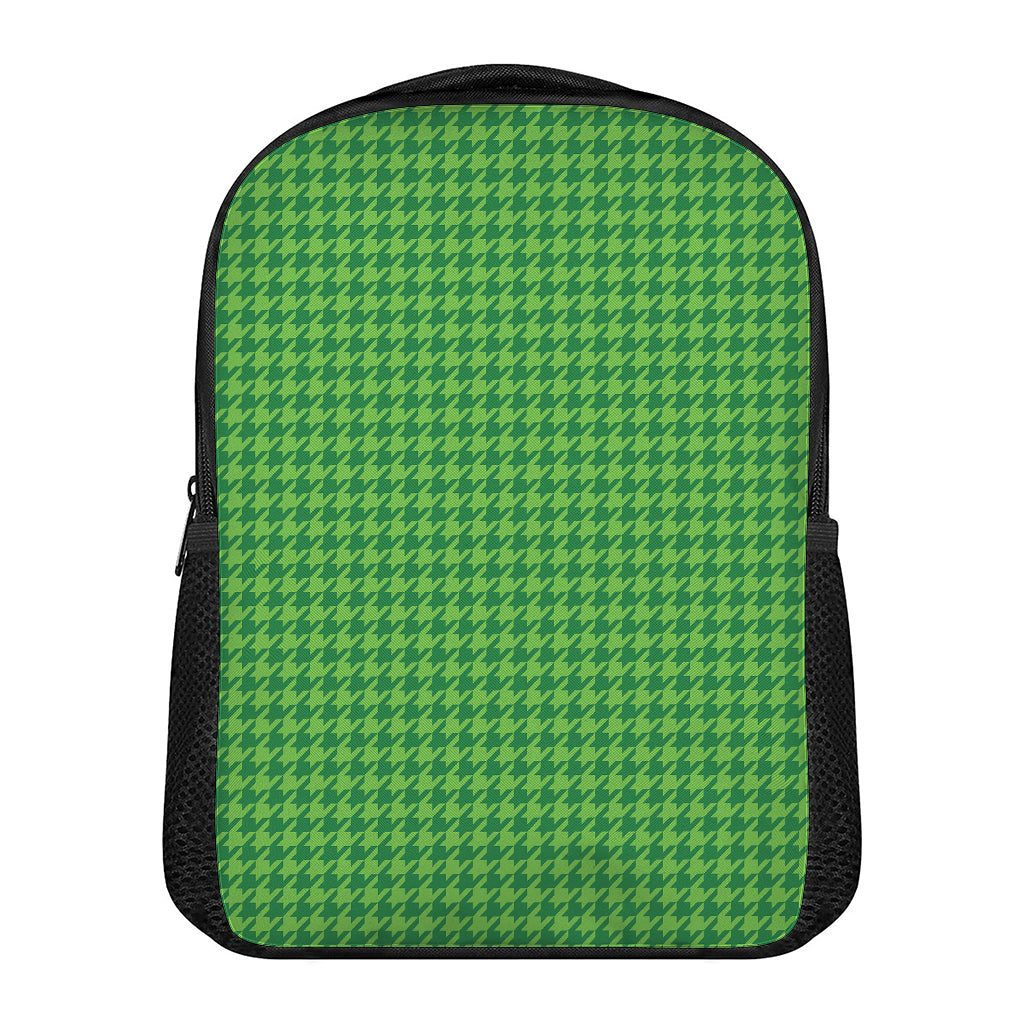 Green Houndstooth Pattern Print Casual Backpack