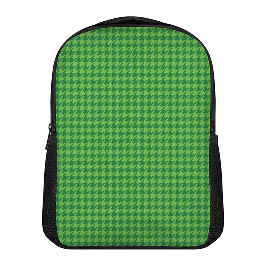 Green Houndstooth Pattern Print Casual Backpack
