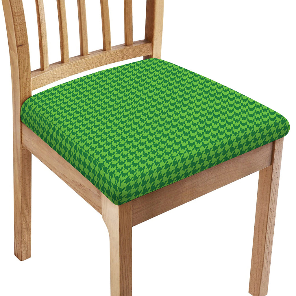 Green Houndstooth Pattern Print Chair Cushion Cover