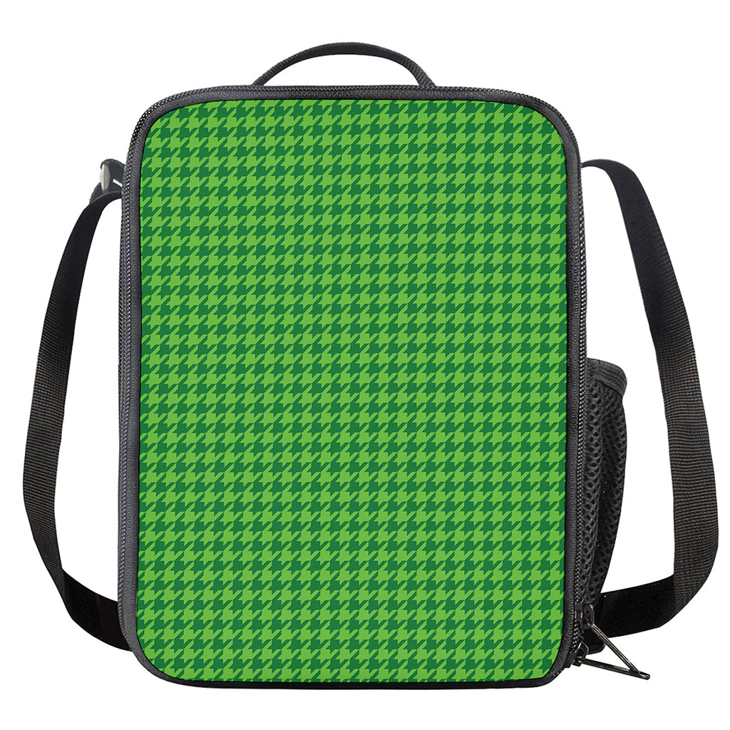 Green Houndstooth Pattern Print Crossbody Lunch Bag