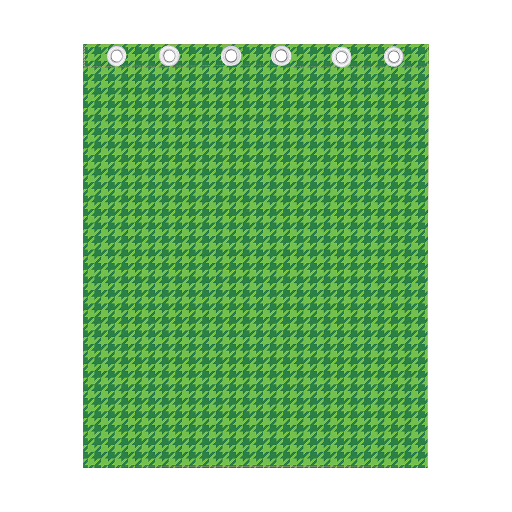 Green Houndstooth Pattern Print Curtain