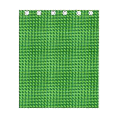 Green Houndstooth Pattern Print Curtain