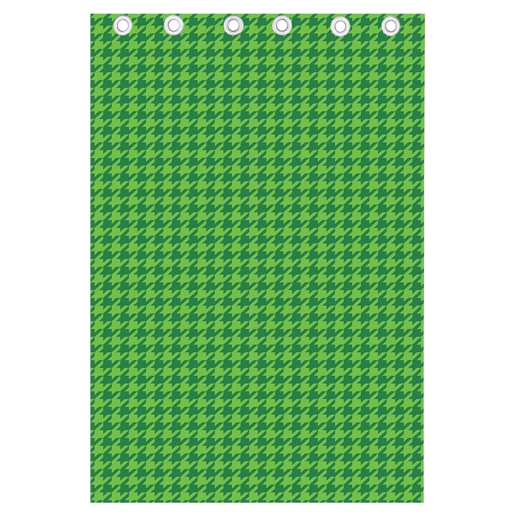 Green Houndstooth Pattern Print Curtain