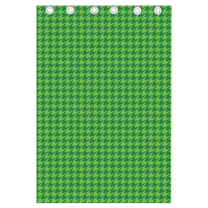 Green Houndstooth Pattern Print Curtain