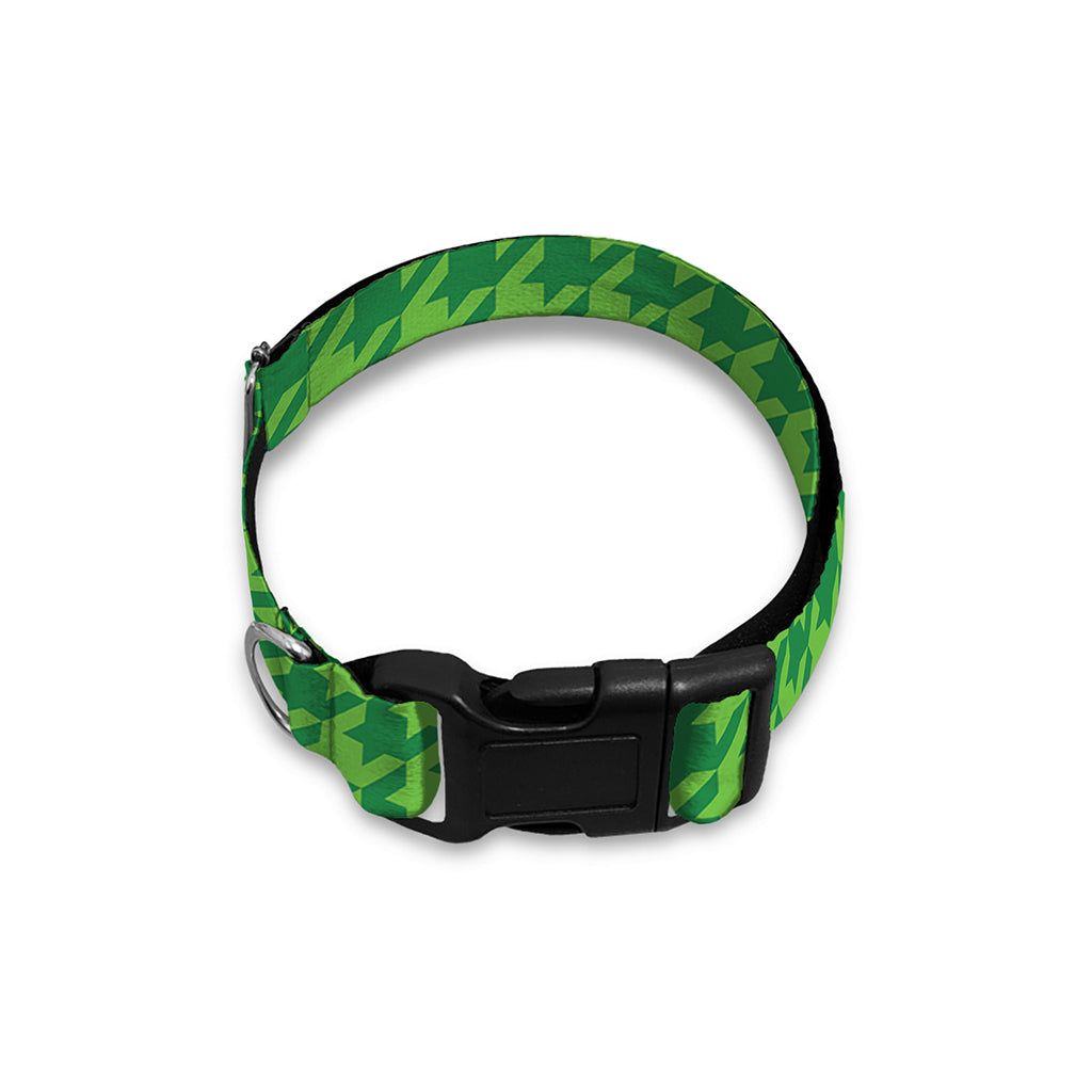 Green Houndstooth Pattern Print Dog Collar