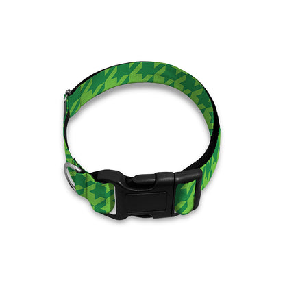 Green Houndstooth Pattern Print Dog Collar