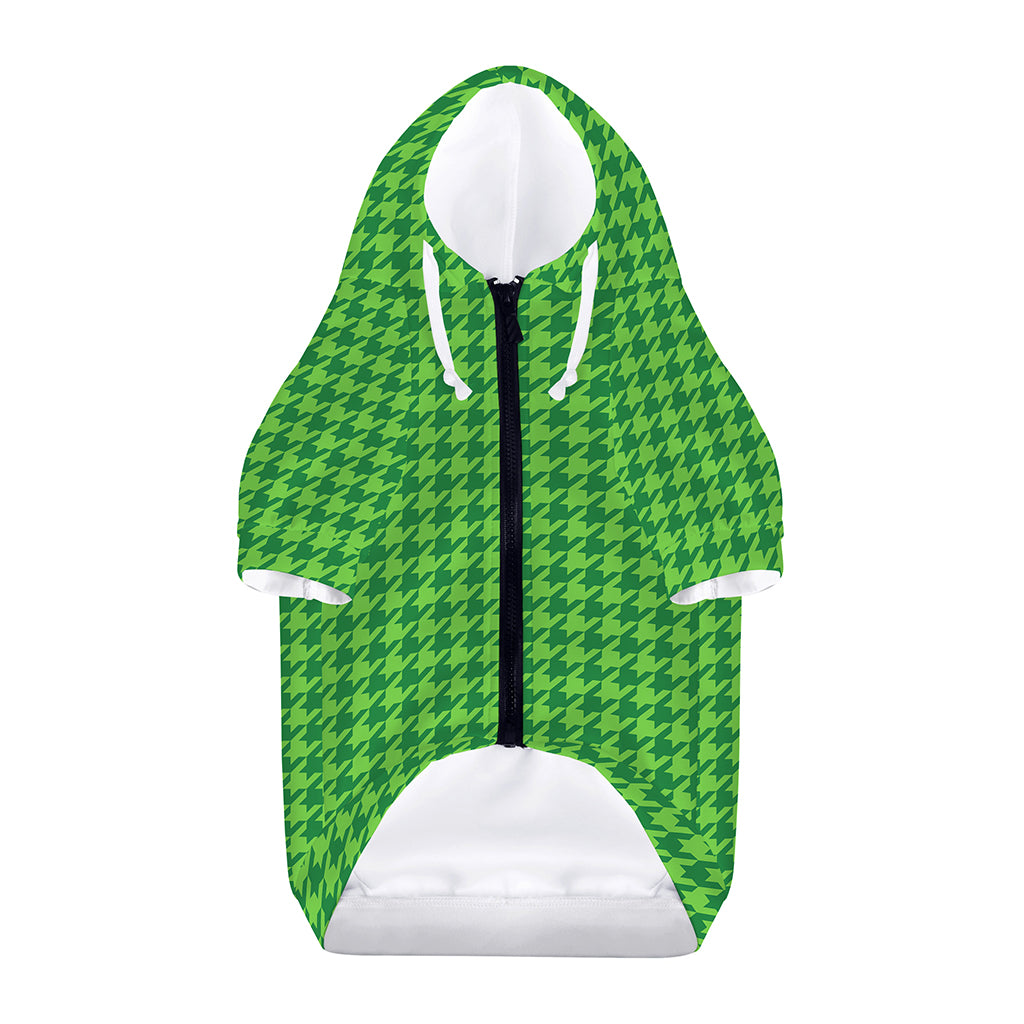 Green Houndstooth Pattern Print Dog Zip Up Hoodie