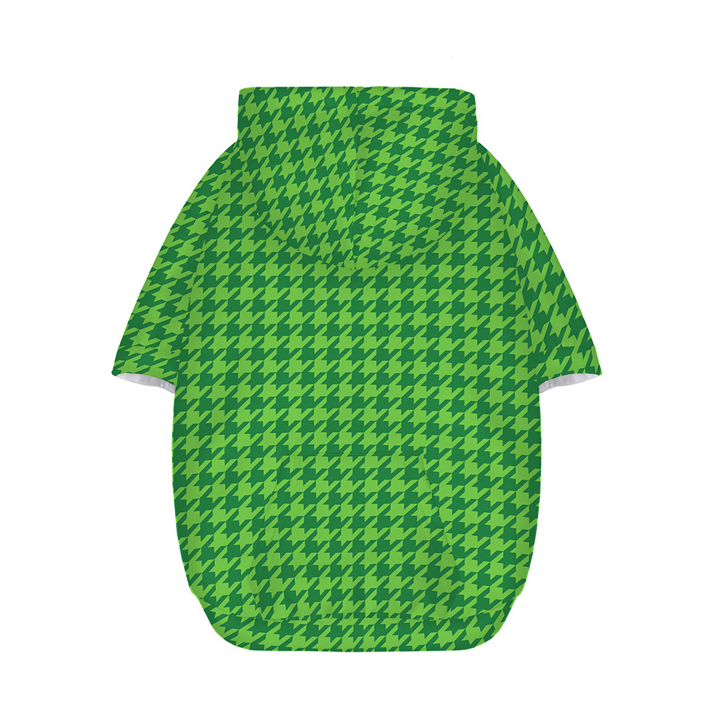 Green Houndstooth Pattern Print Dog Zip Up Hoodie