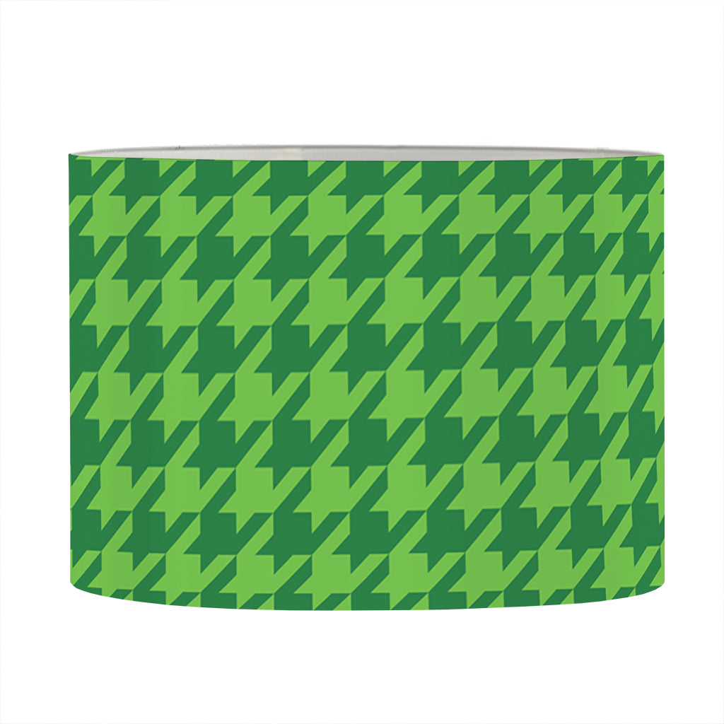 Green Houndstooth Pattern Print Drum Lamp Shade