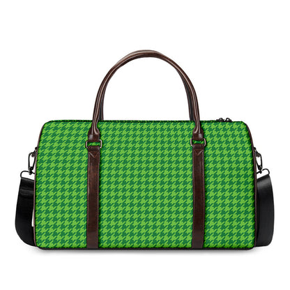 Green Houndstooth Pattern Print Duffle Bag