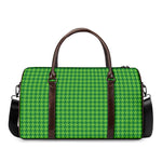 Green Houndstooth Pattern Print Duffle Bag