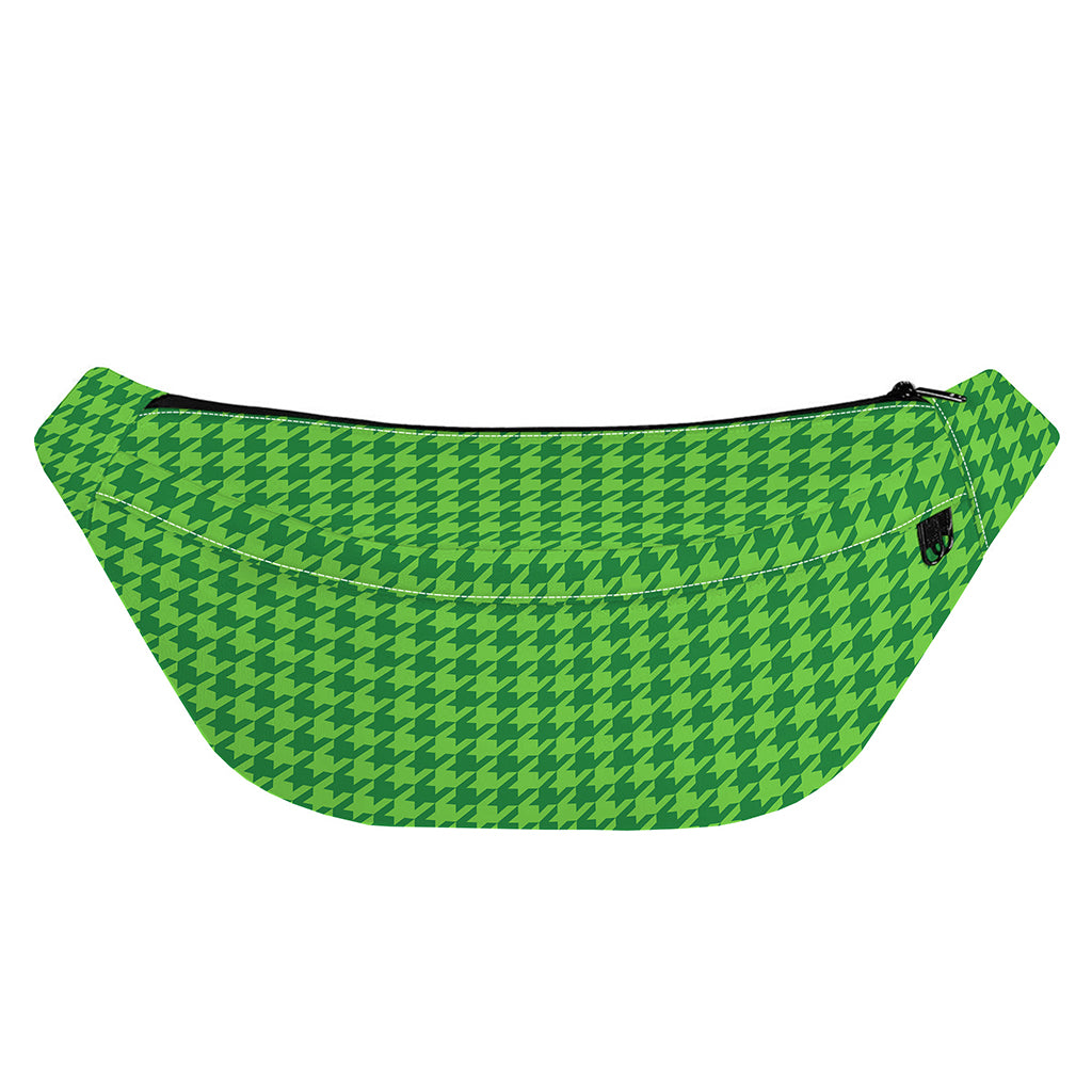 Green Houndstooth Pattern Print Fanny Pack
