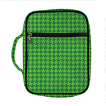 Green Houndstooth Pattern Print Front Pocket Bible Bag