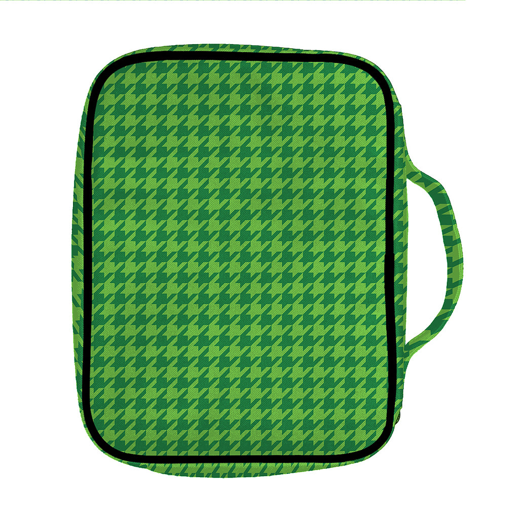 Green Houndstooth Pattern Print Front Pocket Bible Bag