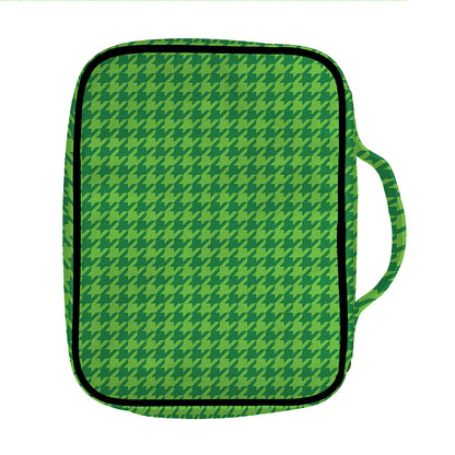 Green Houndstooth Pattern Print Front Pocket Bible Bag
