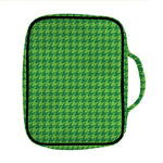 Green Houndstooth Pattern Print Front Pocket Bible Bag
