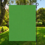 Green Houndstooth Pattern Print Garden Flag