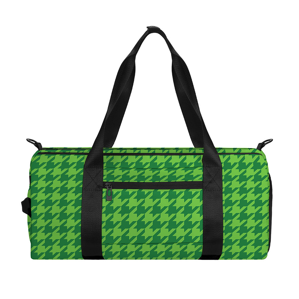 Green Houndstooth Pattern Print Gym Bag