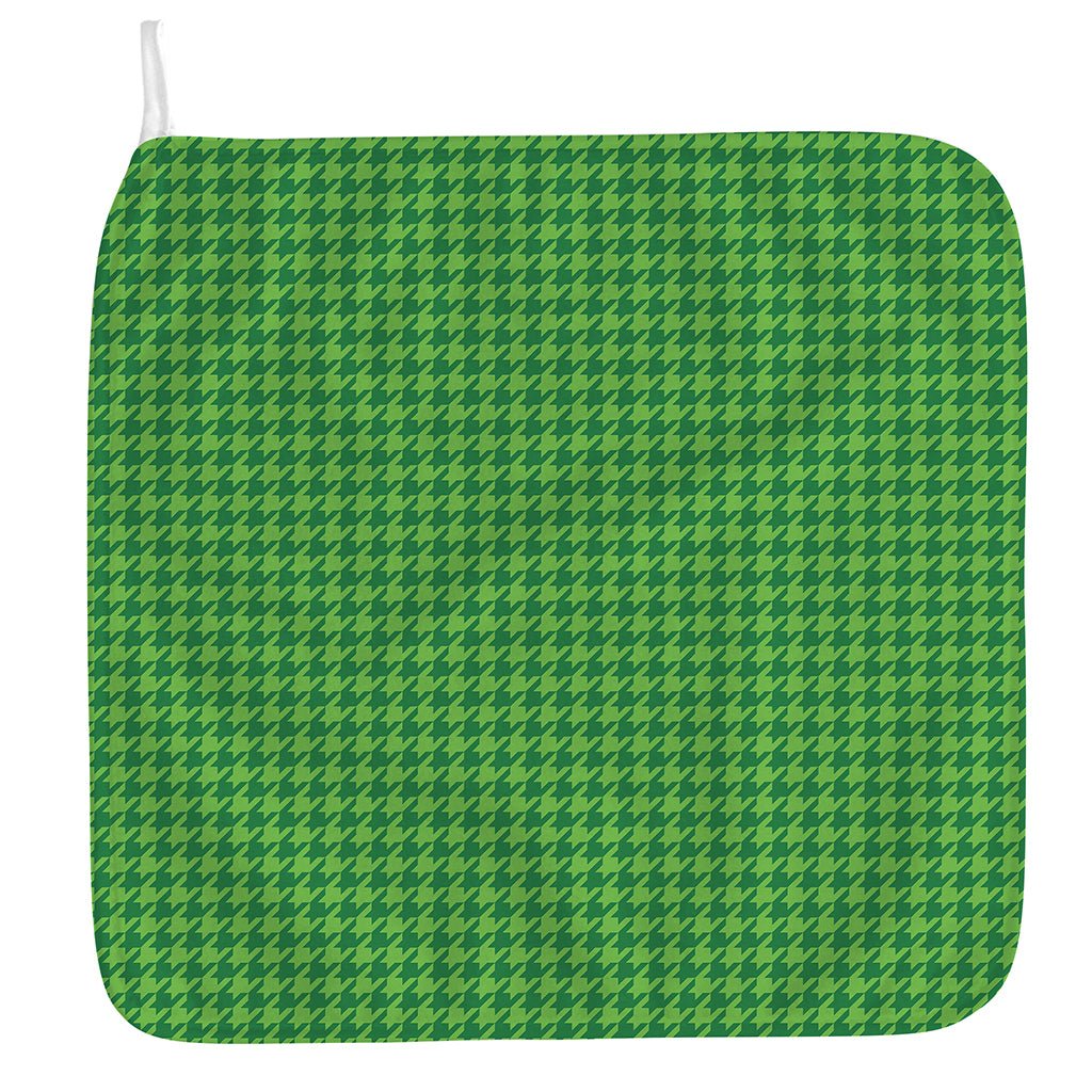 Green Houndstooth Pattern Print Hand Towel