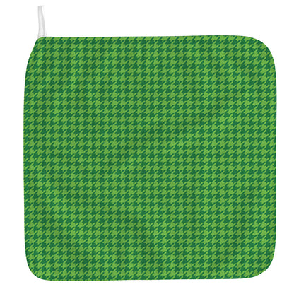 Green Houndstooth Pattern Print Hand Towel